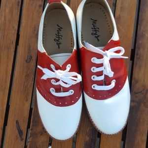 red saddle shoes
